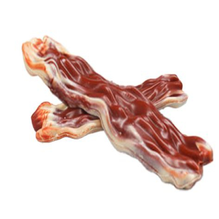 Snack para perros con forma de tira de bacon sabor barbacoa, 50g, ideal como premio sabroso y blando