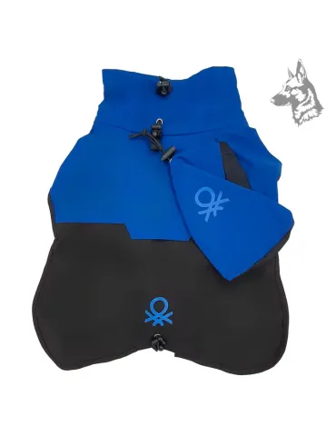 Chubasquero para perros Benetton en color azul y negro – Impermeable, ajustable y transpirable, fabricado con materiales resiste