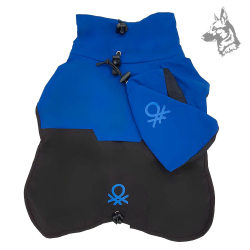 Chubasquero para perros Benetton en color azul y negro – Impermeable, ajustable y transpirable, fabricado con materiales resiste