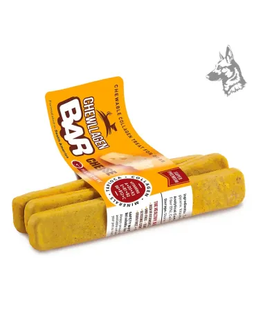 Tres tamaños de barritas de colágeno con queso, diseñadas para adaptarse a perros pequeños, medianos y grandes. 2