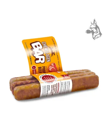 Tres tamaños de barritas de colágeno con ternera, diseñadas para adaptarse a perros pequeños, medianos y grandes. 2