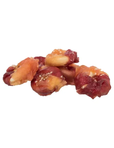 Snack natural para perros en forma de mini donut de cordero y pollo, alto en proteína y bajo en grasa
