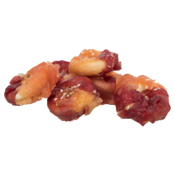 Snack natural para perros en forma de mini donut de cordero y pollo, alto en proteína y bajo en grasa