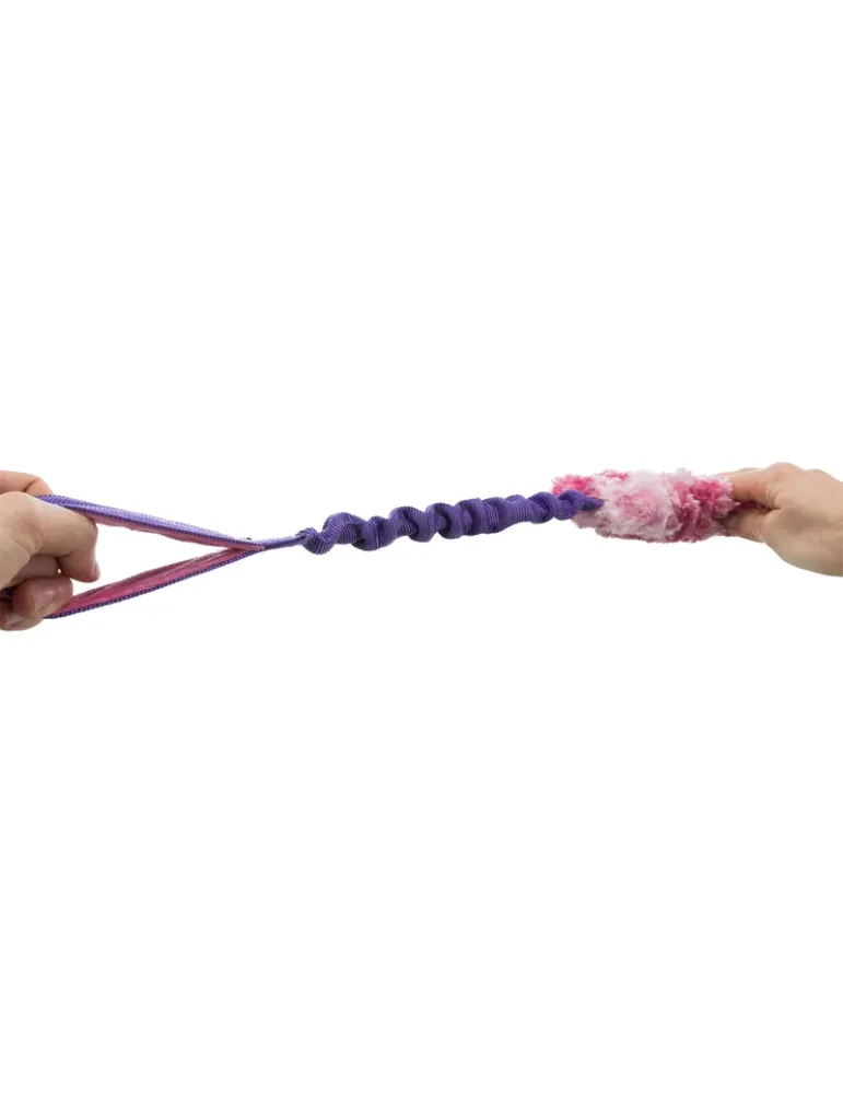 Juguete de entrenamiento para perros, tipo Bungee con zona de peluche rosa, ideal para fortalecer vínculo y motivar al perro