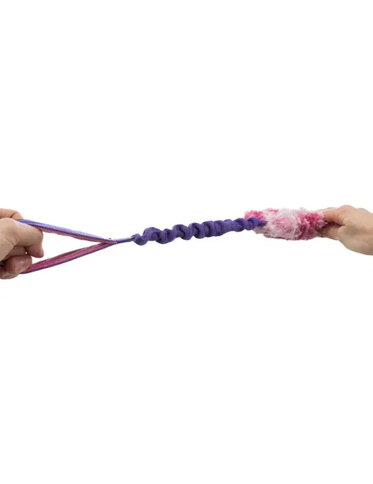 Juguete de entrenamiento para perros, tipo Bungee con zona de peluche rosa, ideal para fortalecer vínculo y motivar al perro