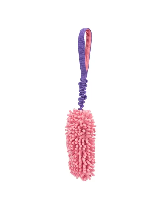 Mordedor para perros Bungee con asa morada y mordedor rosa de chenilla, resistente y divertido para jugar juntos