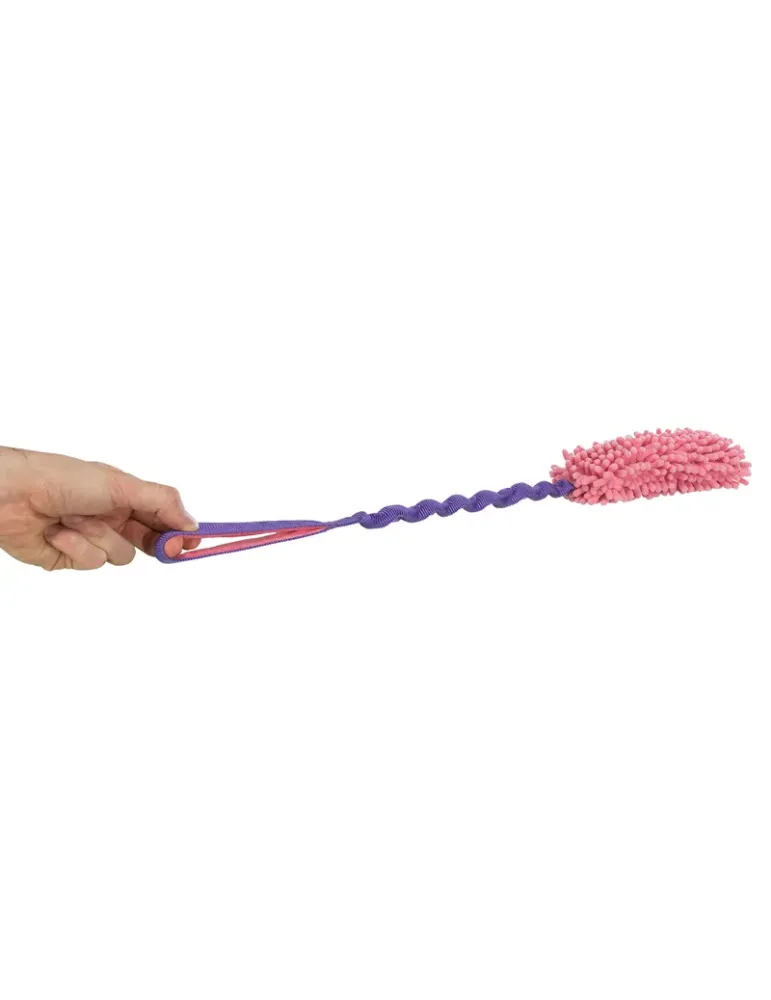 Mordedor Bungee para perros siendo estirado, ideal para juegos interactivos de tira y afloja