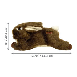Juguete para perro KONG Wild Low Stuff Rabbit con pelaje marrón, cuerpo alargado y squeaker integrado para juego de agitación. 2