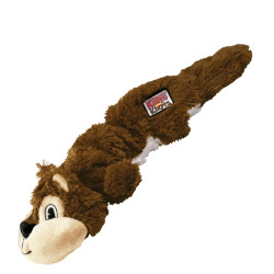 Juguete para perro KONG Scrunch Knots en forma de ardilla marrón, con textura de peluche y cuerda interna.