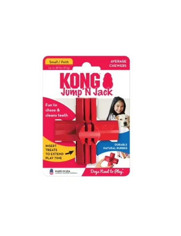 KONG Jump'N Jack para masticadores medios, juguete dental en goma natural, tamaño pequeño