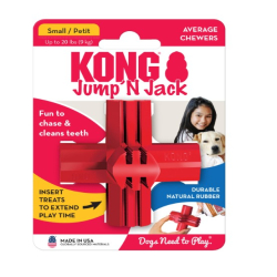 KONG Jump'N Jack para masticadores medios, juguete dental en goma natural, tamaño pequeño