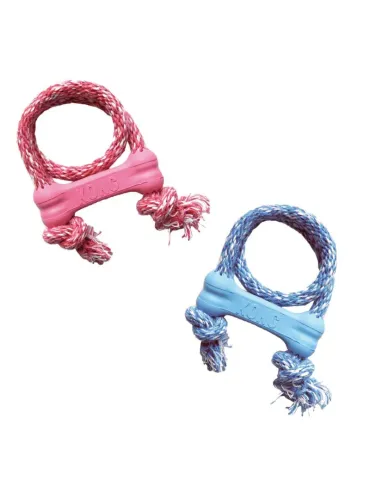Juguete para cachorros KONG Puppy con cuerda y hueso de goma, ideal para morder y jugar al tira y afloja. Perfecto para el cambi 2