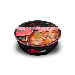 Comida húmeda para perros Alpha Spirit con carne de cerdo, guisantes y zanahoria.