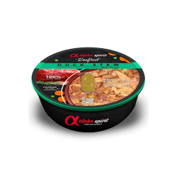 Lata de guiso para perros Alpha Spirit con pato 100 % fresco cocinado lentamente.
