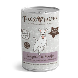 Lata de PuroMenu Banquete de Conejo con 80% conejo, alcachofa de Jerusalén y piña.