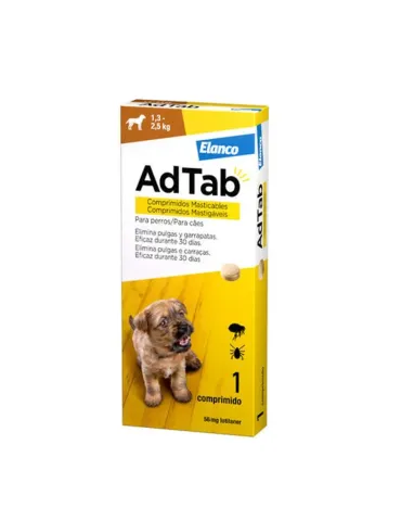 AdTab antiparasitario para perros de 1,3 a 2,5 kg con 1 comprimido masticable