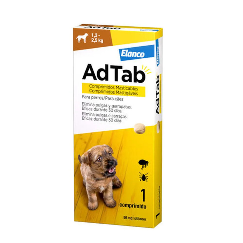 AdTab antiparasitario para perros de 1,3 a 2,5 kg con 1 comprimido masticable