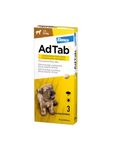 AdTab antiparasitario para perros de 1,3 a 2,5 kg con 1 comprimido masticable 2