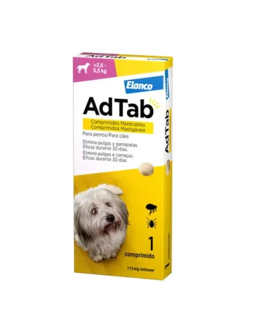 AdTab para perros de 2,5 a 5,5 kg con 1 comprimido antiparasitario