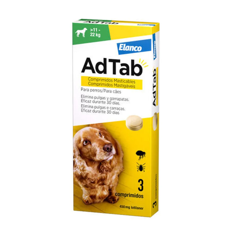 AdTab 3 comprimidos para perros medianos de 11 a 22 kg