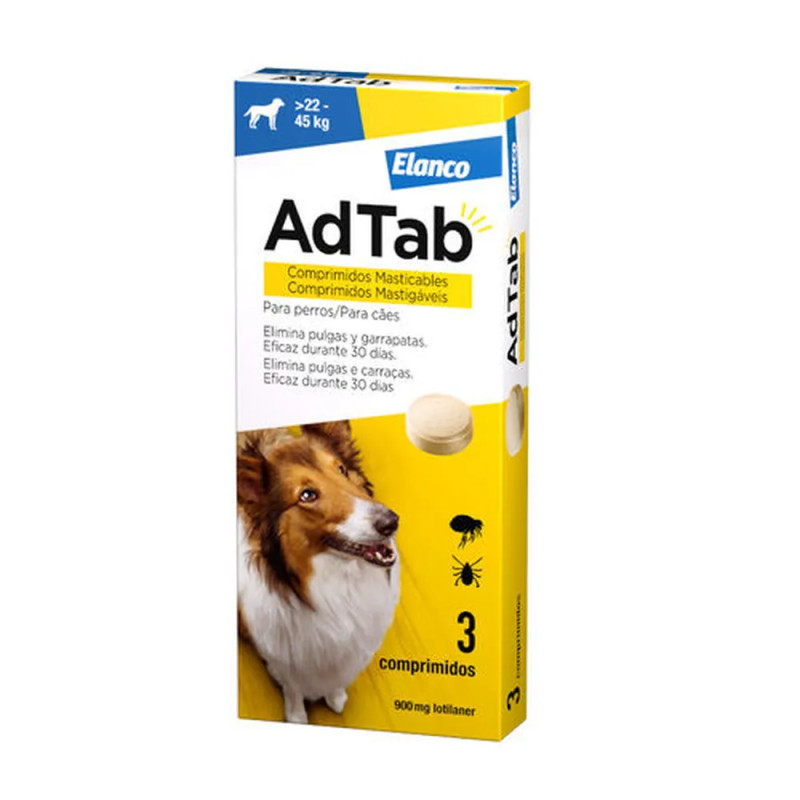 AdTab 3 comprimidos para perros grandes de 22 a 45 kg