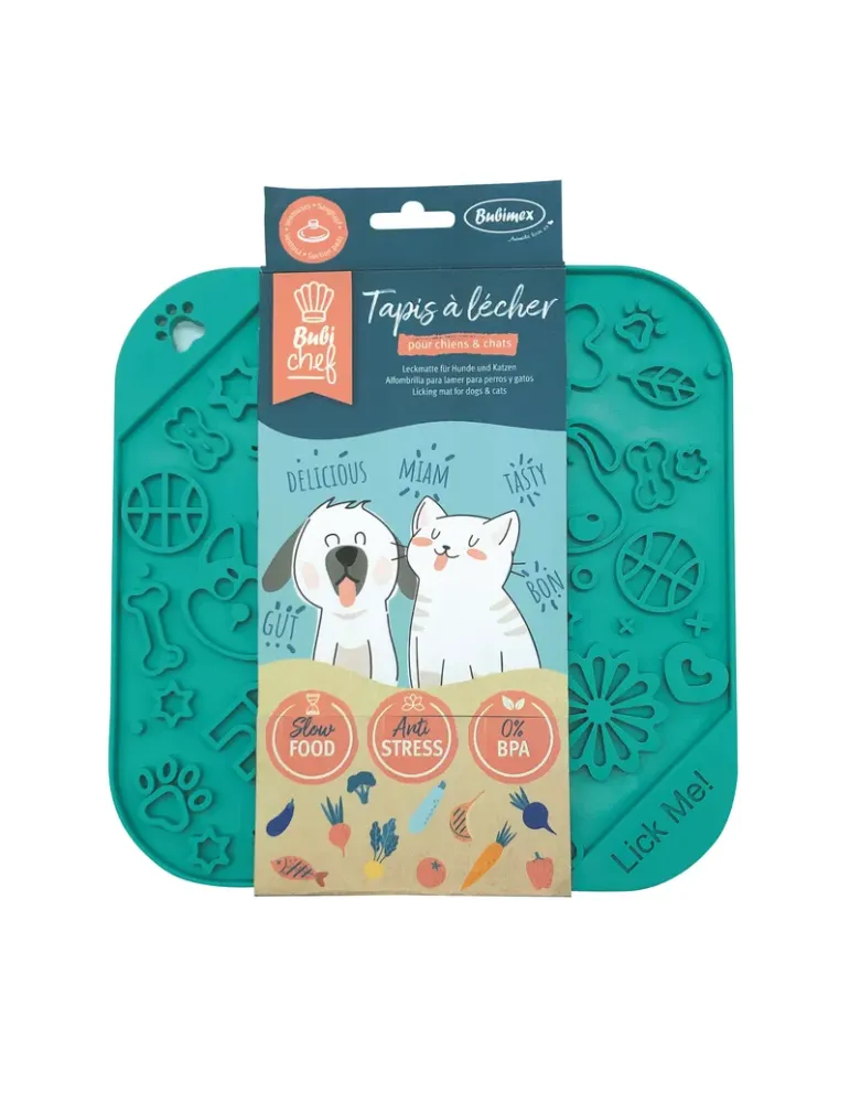 Bubimex BubiChef LickMe — alfombrilla verde con dibujos en relieve en su envase
