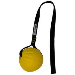 Pelota Starmark GripCord Durafoam amarilla con cuerda para perros, juguete resistente y suave con dientes 2