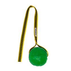 Pelota verde Starmark GripCord Chew Ball con cuerda amarilla, juguete resistente para perros 2