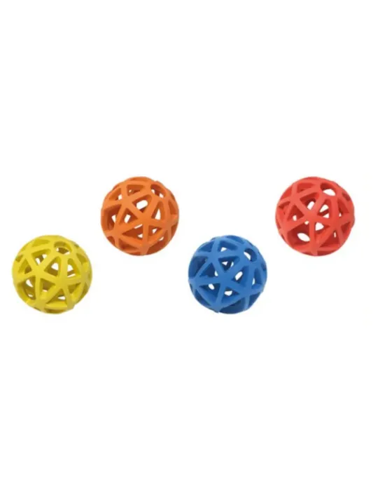 Pack de pelotas AtomBall para perros en colores surtidos – juguetes de goma con rejilla.