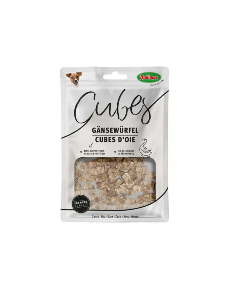 Cubos de oca natural Bubimex, snack complementario para perros, paquete de 80 g.