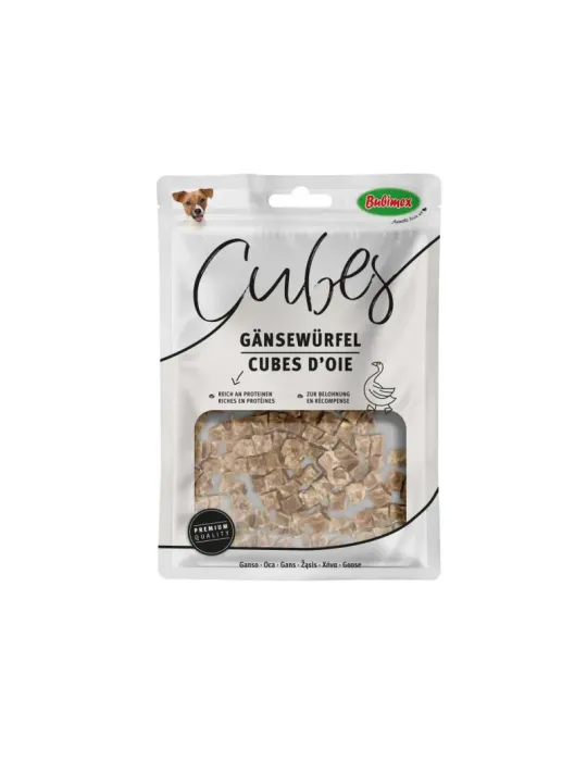 Cubos de oca natural Bubimex, snack complementario para perros, paquete de 80 g.