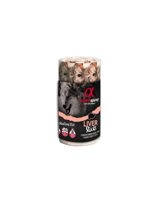 Ristra de sticks Alpha Spirit Liver Sticks – complemento jugoso con hígado de cerdo, pescado y pollo.
