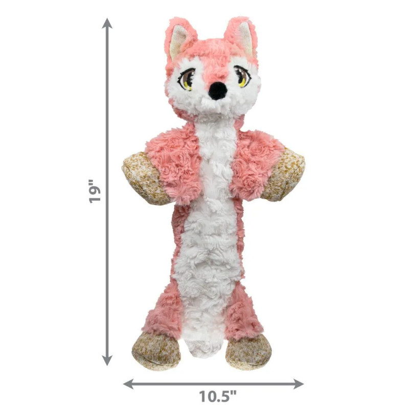 Dimensiones del juguete para perro KONG Flopzie Fox rosa: 19 cm de alto por 10,5 cm de ancho.