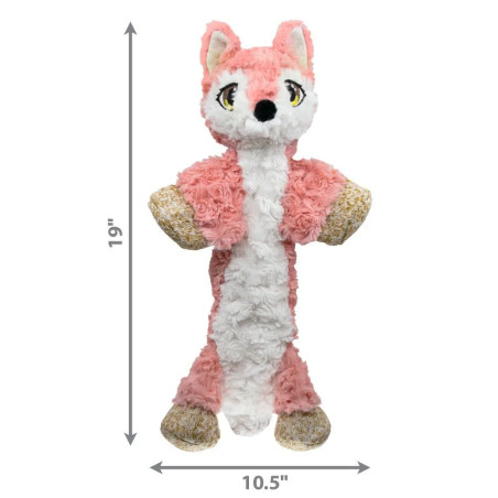 Dimensiones del juguete para perro KONG Flopzie Fox rosa: 19 cm de alto por 10,5 cm de ancho.