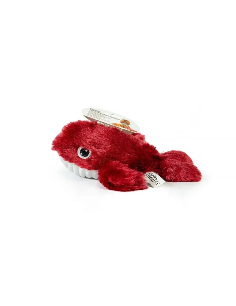 Peluche ballena roja para perros Gloria Pets con diseño suave y divertido