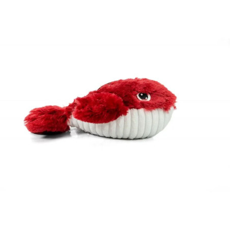 Peluche ballena roja lateral para perros Gloria Pets con vientre blanco