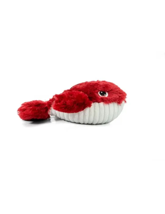 Peluche ballena roja lateral para perros Gloria Pets con vientre blanco