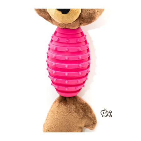 Detalle mordedor oso de goma rosa Gloria Pets para perros