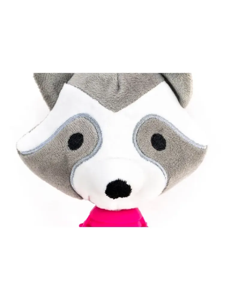 Detalle de la cabeza de peluche mapache mordedor Gloria Pets para perros
