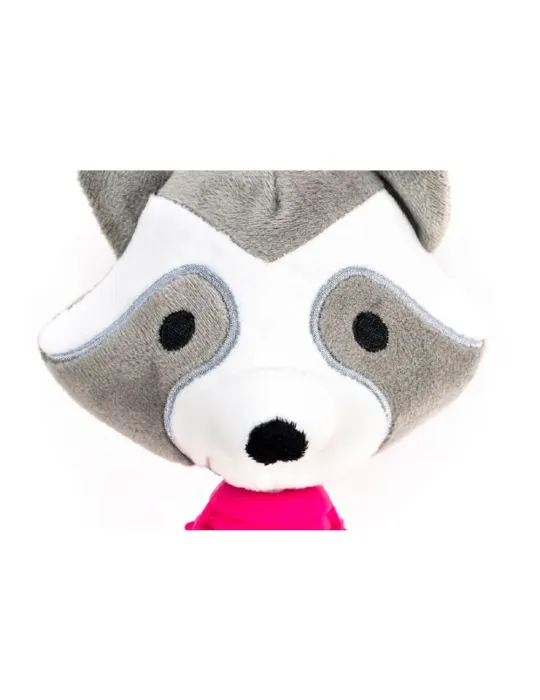 Detalle de la cabeza de peluche mapache mordedor Gloria Pets para perros