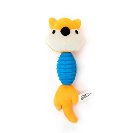 Mordedor de peluche zorro Gloria Pets con goma azul para perros