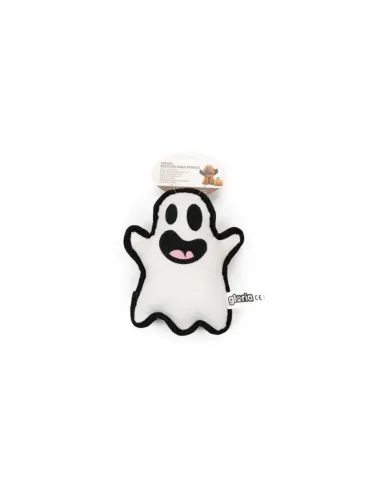 Gloria Peluche Fantasma Ghost — peluche fantasma blanco con bordes negros para perros, juguete con sonido