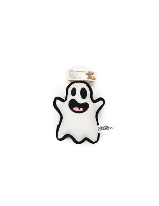 Gloria Peluche Fantasma Ghost — peluche fantasma blanco con bordes negros para perros, juguete con sonido