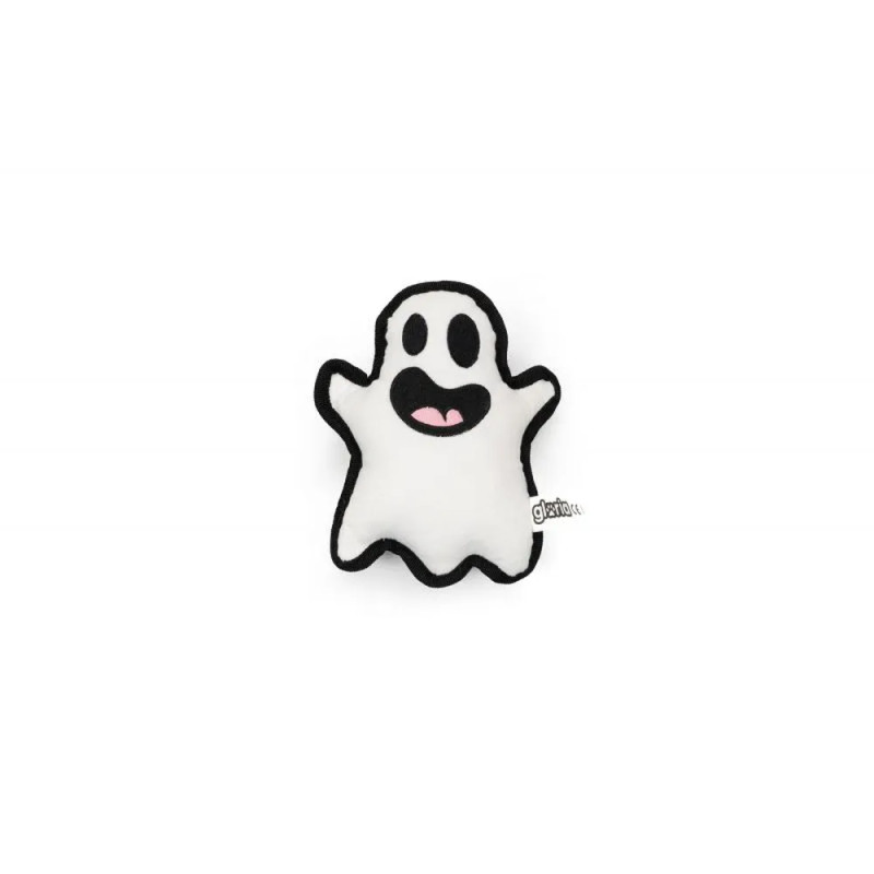 Juguete peluche con forma de fantasma para perro o gato, blanco con bordes negros, sin packaging