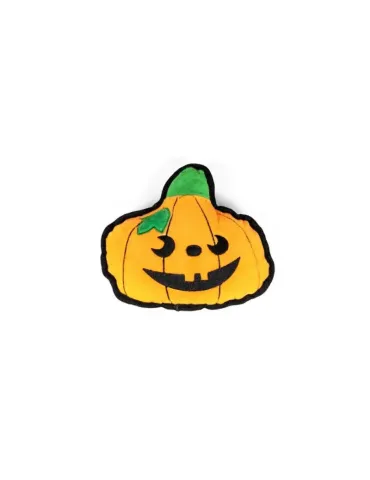Gloria Peluche Calabaza Pumpkin — peluche en forma de calabaza de Halloween para perros, con cara bordada y ribete negro