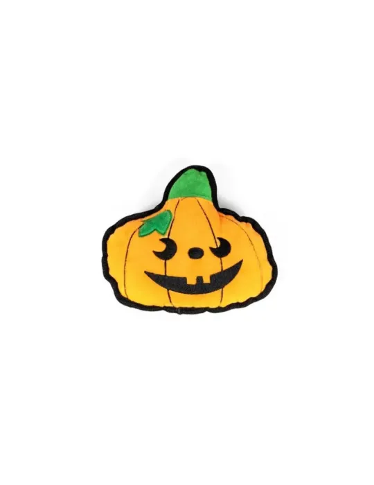 Gloria Peluche Calabaza Pumpkin — peluche en forma de calabaza de Halloween para perros, con cara bordada y ribete negro