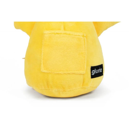 Detalle trasero peluche pato amarillo Gloria Pets con bolsillo