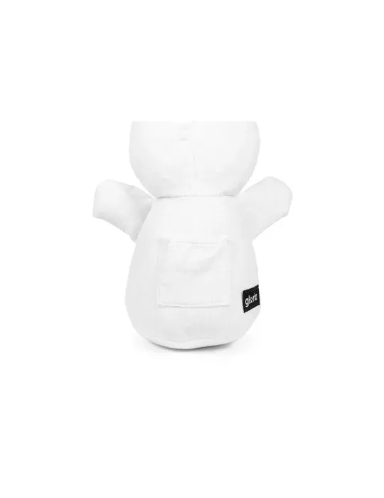 Detalle trasero del peluche conejo blanco Gloria Pets con bolsillo