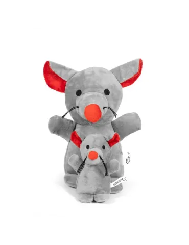 Peluche ratón con cría Gloria Pets con etiqueta ilustrada 2