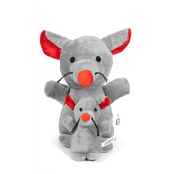 Peluche ratón con cría Gloria Pets con etiqueta ilustrada 2